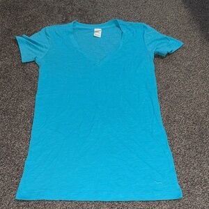 Victoria’s Secret PINK V-Neck Tee Women’s Small Blue Y2K Style NWOT